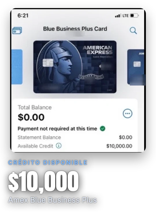 10,000 dólares de crédito disponible en Amex Blue Business Plus